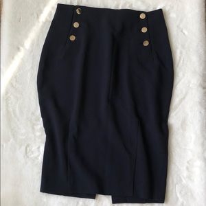 Navy Blue Professional Pencil Skirt